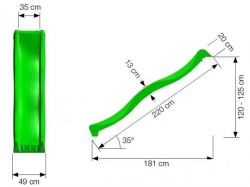 Rozměry skluzavky pro podestu 125cm