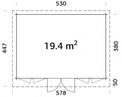 ZAHRADNÍ DOMEK Lisa 19,4 m2 (550x400cm) tl. 44mm