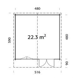 ZAHRADNÍ DOMEK Britta 22,3 m2 (500x500cm) tl. 40mm