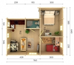 ZAHRADNÍ DOMEK Emily 39,2 m2 (660x780cm) tl. 70mm