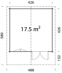 ZAHRADNÍ DOMEK Britta 17,5 m2 446 x 446 cm tl.:40 mm