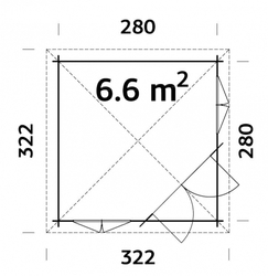 Zahradní domek MELANIE 6,9 m2 300 x 300 cm tl. 44 mm