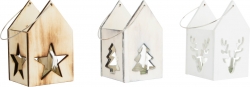 Dřevěné lucerny s vánočními motivy 3ks