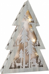 Dřevěný stromek osvětlený vánoční malý