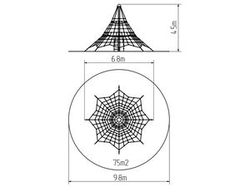 Lanová pyramida PY845K (v.p. 1,5 m, s 8-mi napínacími zámky)