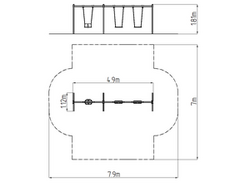 Řetězová trojhoupačka RH6312KB - modrá (v.p. 1,0 m)