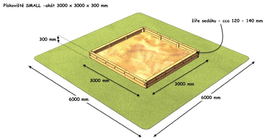 Monkey pískoviště SMALL 3x3m z akátu PSSA300
