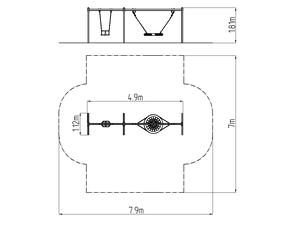 Řetězová dvojhoupačka RH6222KR - červená (v.p. 1 m)