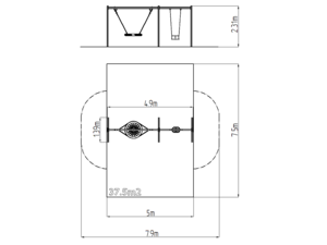 Řetězová dvojhoupačka RH6222KR - červená (v.p. 1,5 m)